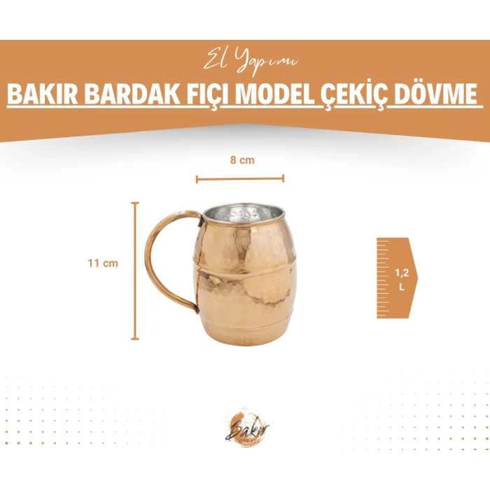 BAKIR BARDAK FIÇI MODEL 2Lİ PARLAK BAKIR RENK
