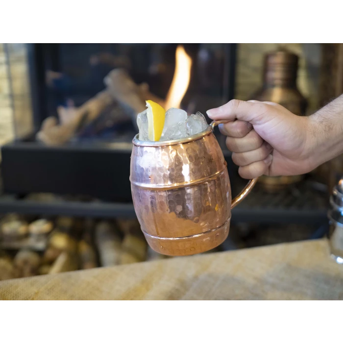 BAKIR BARDAK FIÇI MODEL ÇEKİÇ DÖVME PARLAK BAKIR RENK