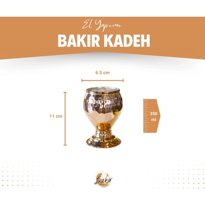 BAKIR BARDAK KADEH ÇEKİÇ DÖVMELİ BAKIR RENK