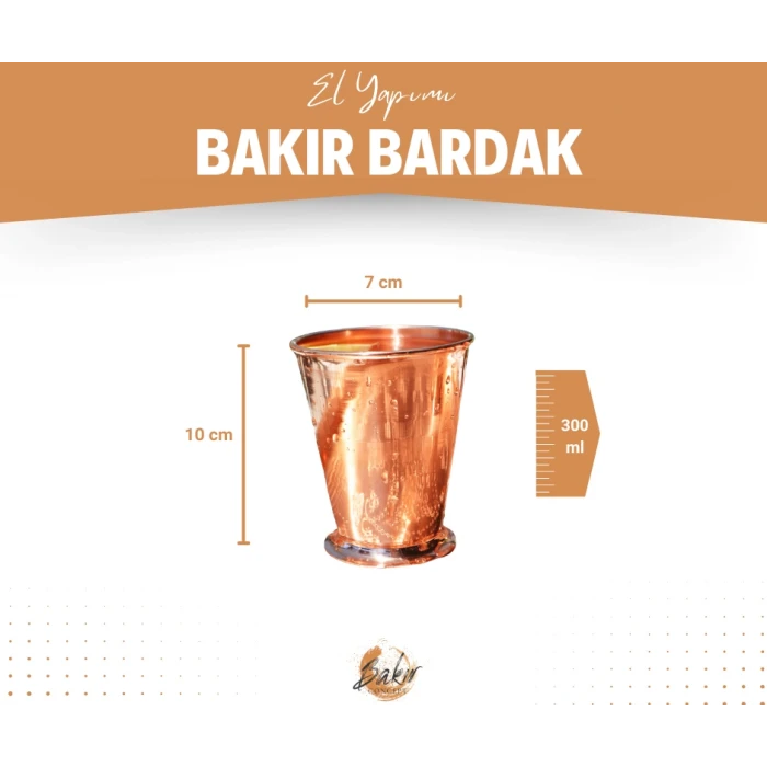 Bakır Bardak Kısa Şerbet Model Bakır Renk (Kalaysız)