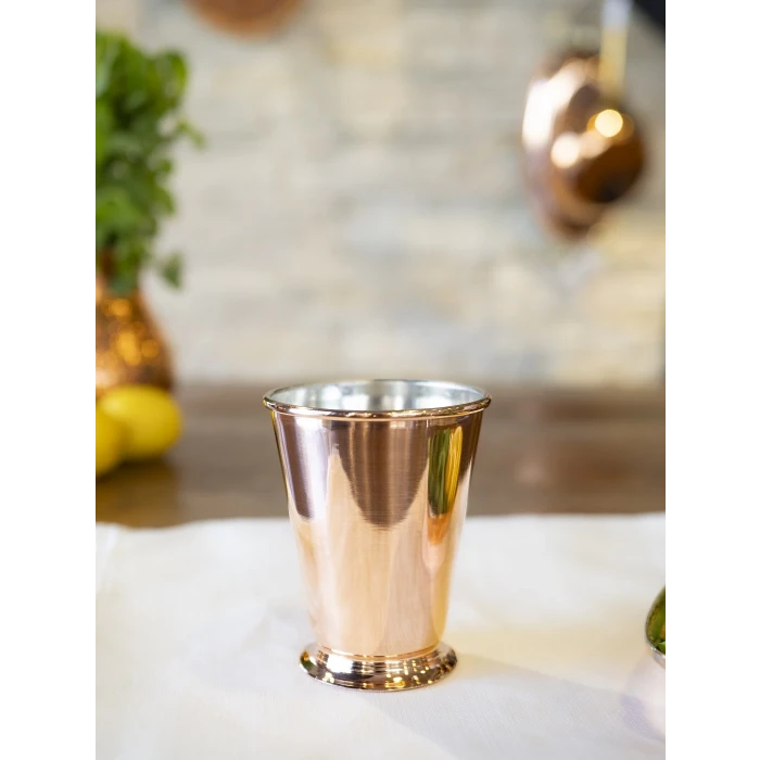 Bakır Bardak Kısa Şerbet Model Bakır Renk