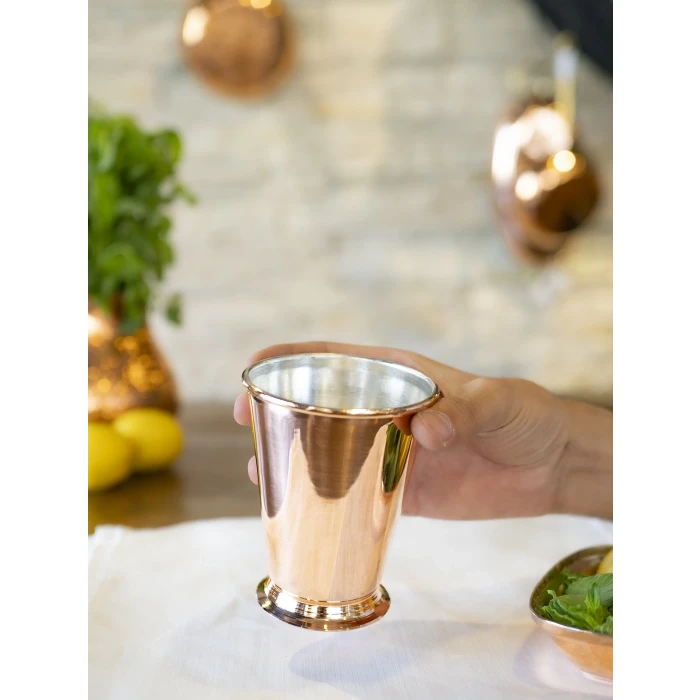 Bakır Bardak Kısa Şerbet Model Bakır Renk