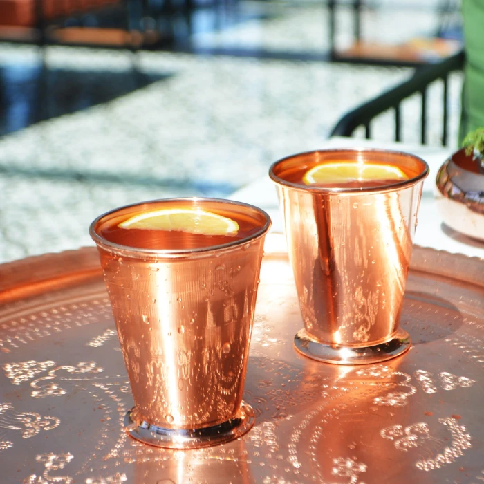 Bakır Bardak Kısa Şerbet Model Bakır Renk 2li (Kalaysız)