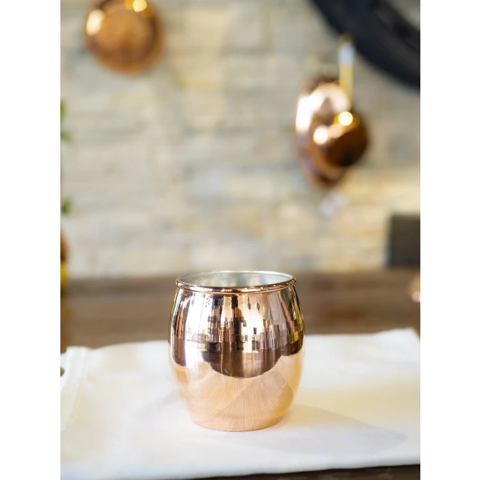 Bakır Bardak Tombul Kokteyl Bakır Renk 2li
