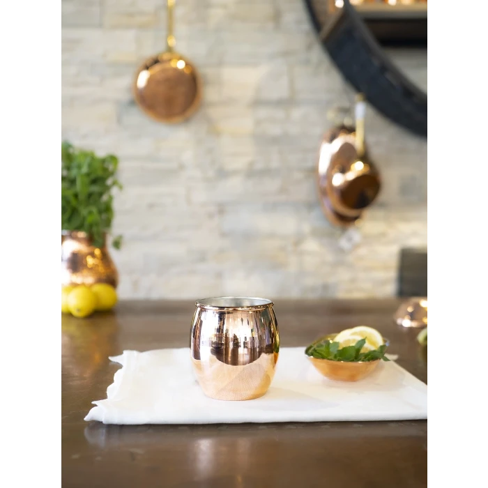 Bakır Bardak Tombul Kokteyl Bakır Renk 2li