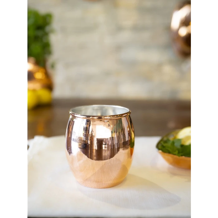 Bakır Bardak Tombul Kokteyl Bakır Renk 2li