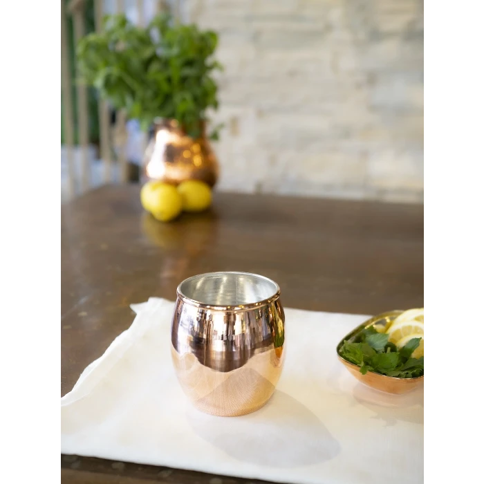 Bakır Bardak Tombul Kokteyl Bakır Renk 2li
