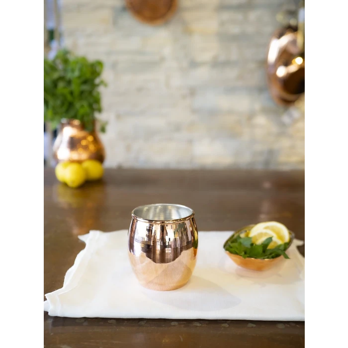 Bakır Bardak Tombul Kokteyl Bakır Renk 2li