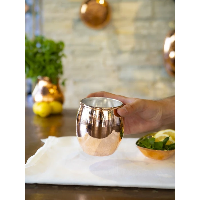 Bakır Bardak Tombul Kokteyl Bakır Renk 2li