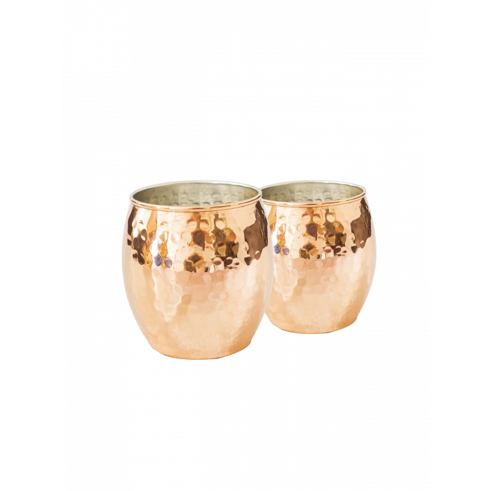 BAKIR BARDAK TOMBUL KOKTEYL MODEL ÇEKİÇ DÖVME 2Lİ