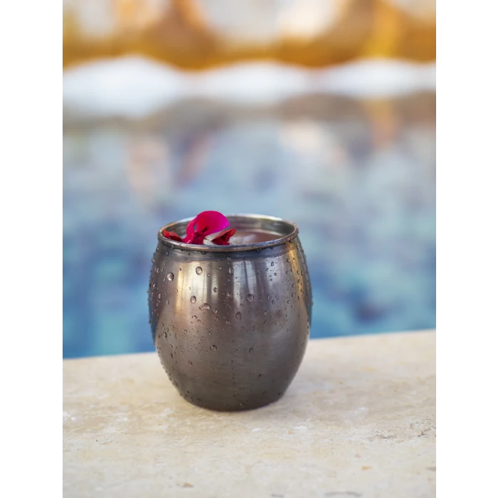 Bakır Bardak Tombul Kokteyl Model Oksit Bakır Renk