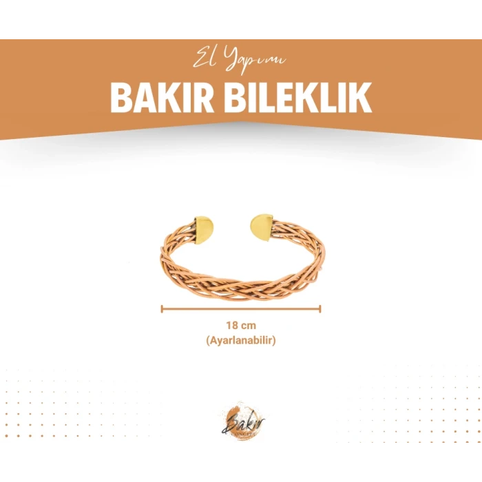 Bakır Bileklik Petra Mat Bakır Renk