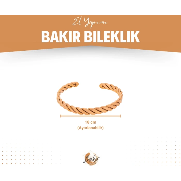 Bakır Bileklik Rosa