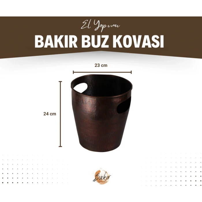 BAKIR BUZ KOVASI KESİK KULPLU MODEL OKSİTLİ RENK