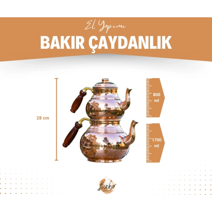 BAKIR ÇAYDANLIK ÇEKİÇ DÖVMELİ KALIN BAKIR RENK