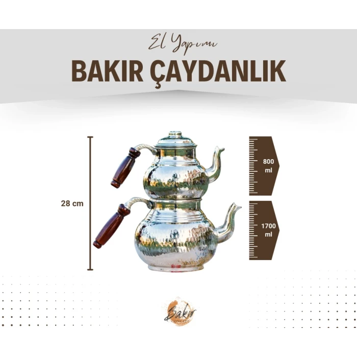 BAKIR ÇAYDANLIK ÇEKİÇ DÖVMELİ KALIN GÜMÜŞ RENK