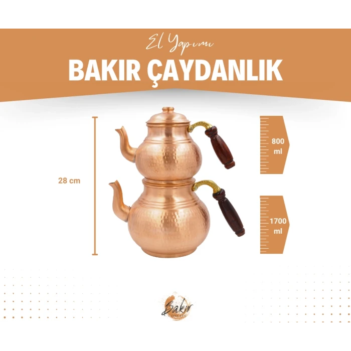 BAKIR ÇAYDANLIK ÇEKİÇ DÖVMELİ KALIN MAT BAKIR RENK