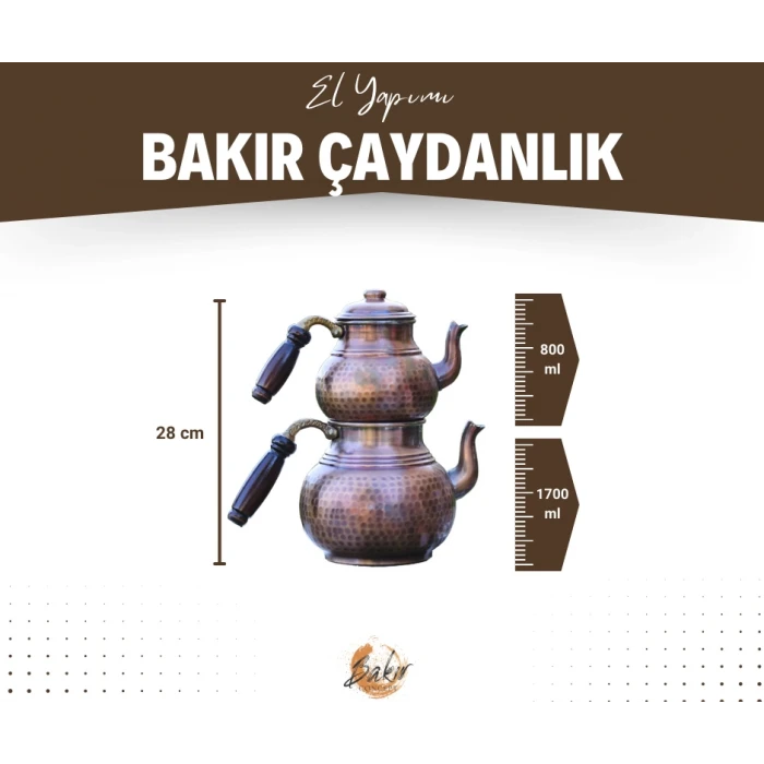 BAKIR ÇAYDANLIK ÇEKİÇ DÖVMELİ KALIN OKSİTLİ RENK