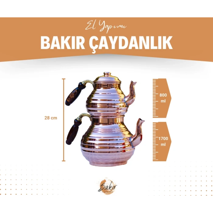 BAKIR ÇAYDANLIK DİLİMLİ MODEL BAKIR RENK