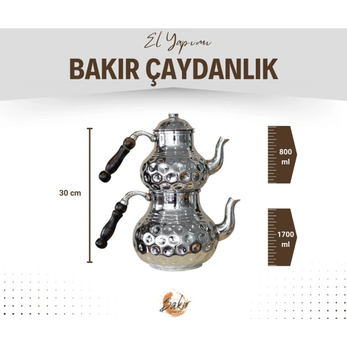 BAKIR ÇAYDANLIK GAMZELİ MODEL GÜMÜŞ RENK