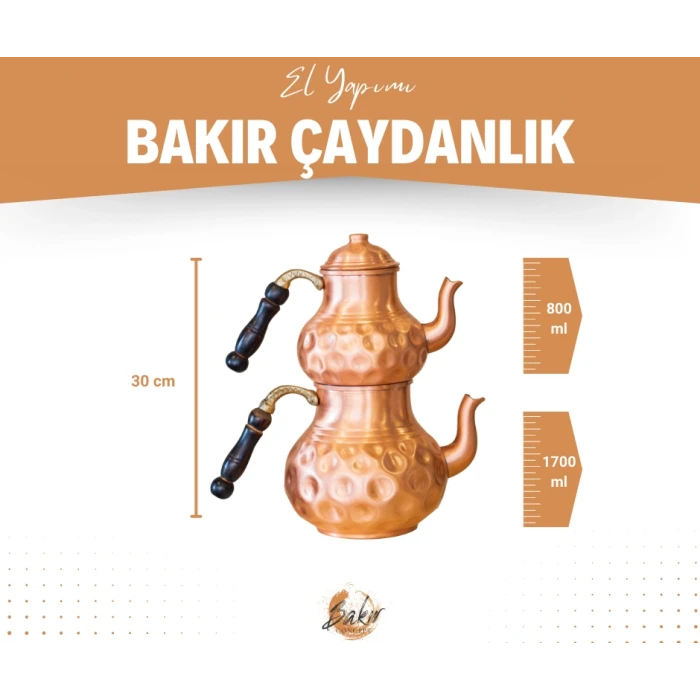 BAKIR ÇAYDANLIK GAMZELİ MODEL MAT BAKIR RENK