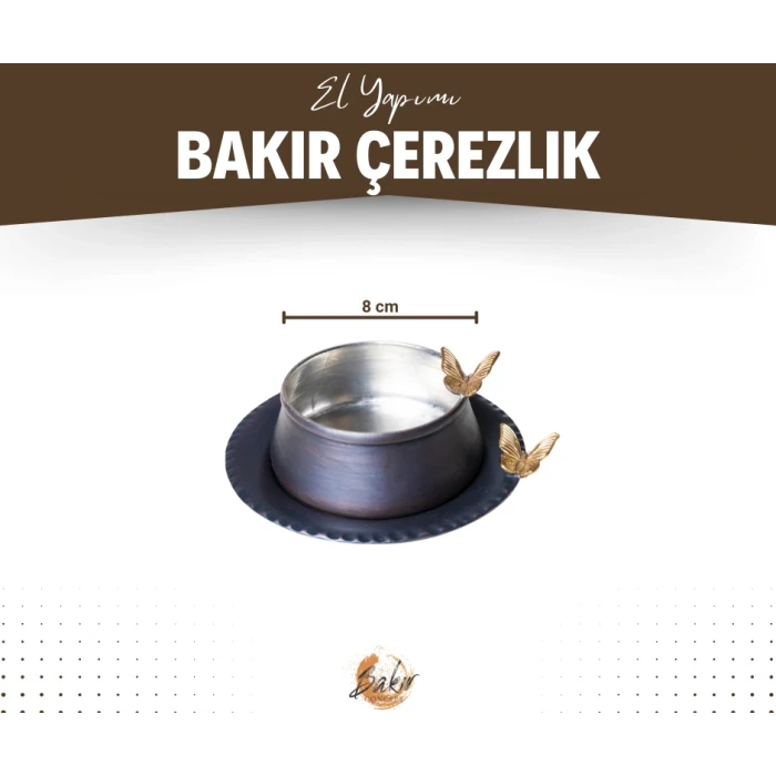 BAKIR ÇEREZLİK KELEBEK DETAYLI TABAKLI OKSİT RENK 2Lİ SET (4 PARÇA)
