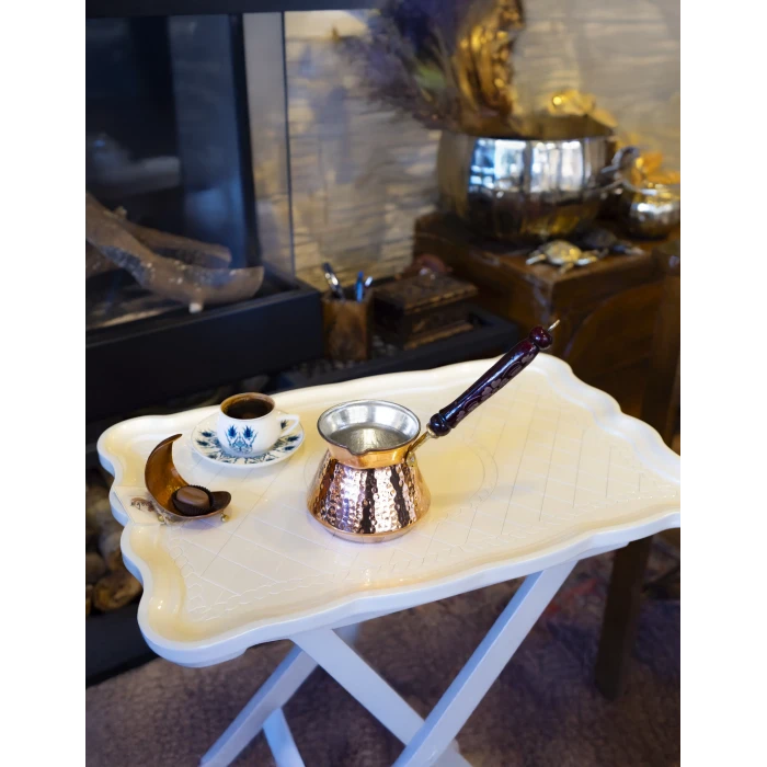 BAKIR CEZVE ÇEKİÇ DÖVME TOMBUL MODEL BAKIR RENK 6 KİŞİLİK