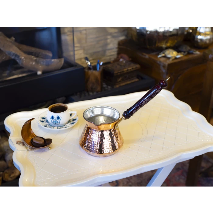 BAKIR CEZVE ÇEKİÇ DÖVME TOMBUL MODEL BAKIR RENK 6 KİŞİLİK