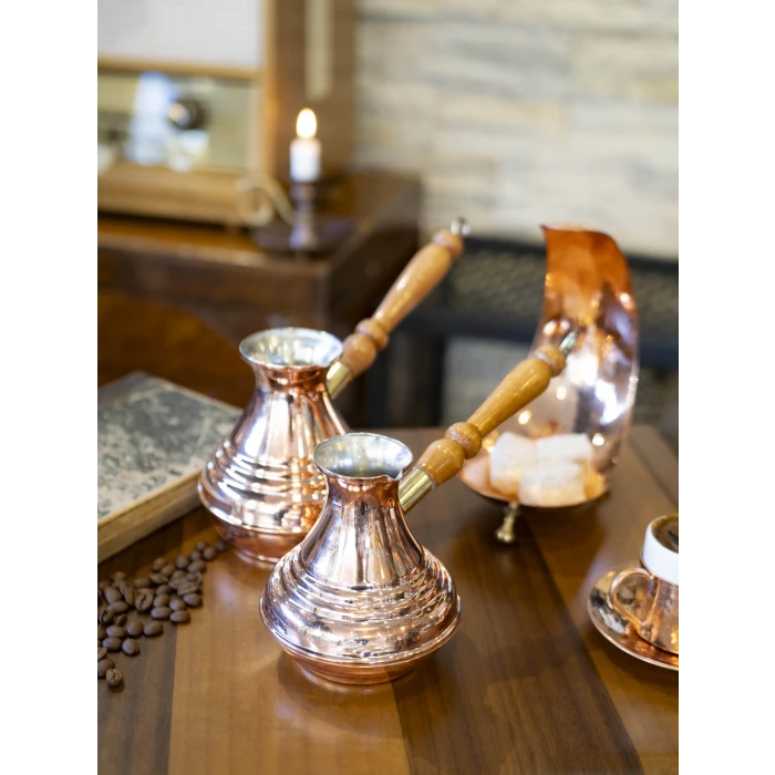 BAKIR CEZVE MODERN RUS DİLİMLİ MODEL (2 KİŞİLİK)