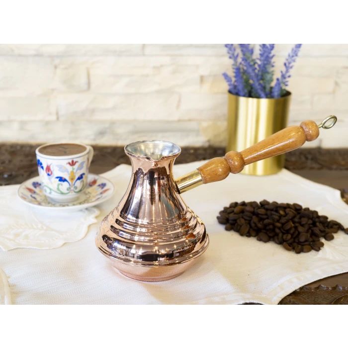 BAKIR CEZVE MODERN OVAL DİLİMLİ MODEL 4 KİŞİLİK