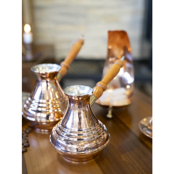 BAKIR CEZVE MODERN OVAL DİLİMLİ MODEL 4 KİŞİLİK