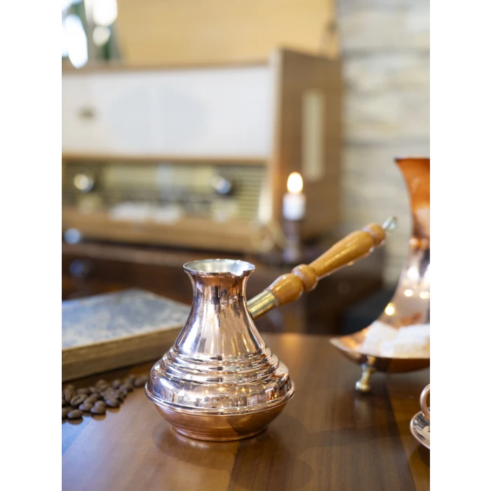 BAKIR CEZVE MODERN OVAL DİLİMLİ MODEL 4 KİŞİLİK