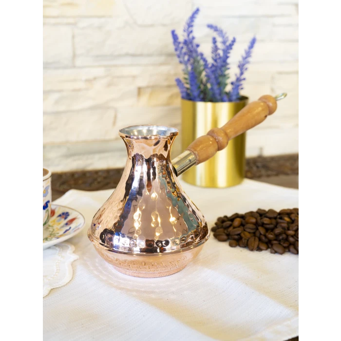 BAKIR CEZVE MODERN OVAL ÇEKİÇ DÖVME MODEL 2 KİŞİLİK