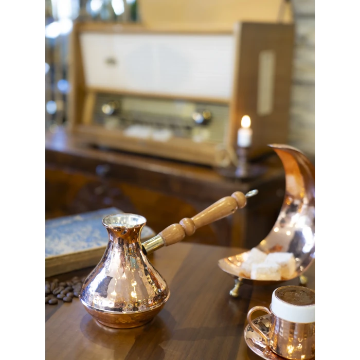 BAKIR CEZVE MODERN OVAL ÇEKİÇ DÖVME MODEL 2 KİŞİLİK