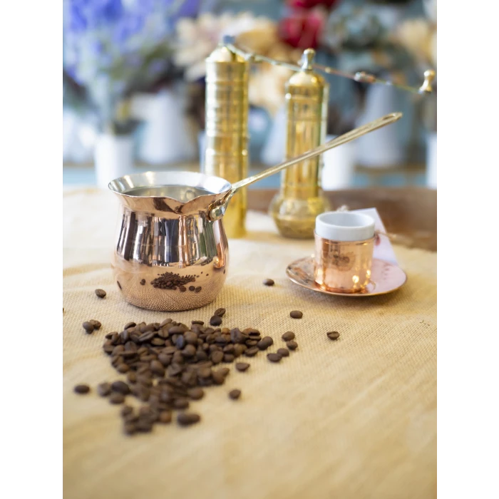 BAKIR CEZVE MODERN TOMBUL TASARIM BAKIR RENK 3 KİŞİLİK