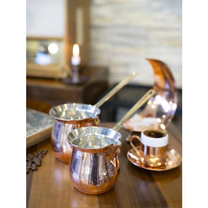 BAKIR CEZVE MODERN TOMBUL TASARIM BAKIR RENK 5 KİŞİLİK
