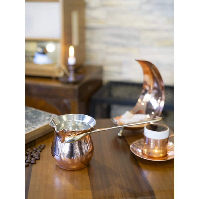 BAKIR CEZVE MODERN TOMBUL TASARIM BAKIR RENK 5 KİŞİLİK