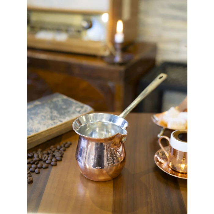 BAKIR CEZVE MODERN TOMBUL TASARIM BAKIR RENK 5 KİŞİLİK