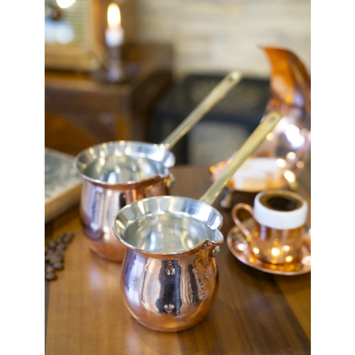 BAKIR CEZVE MODERN TOMBUL TASARIM BAKIR RENK 5 KİŞİLİK