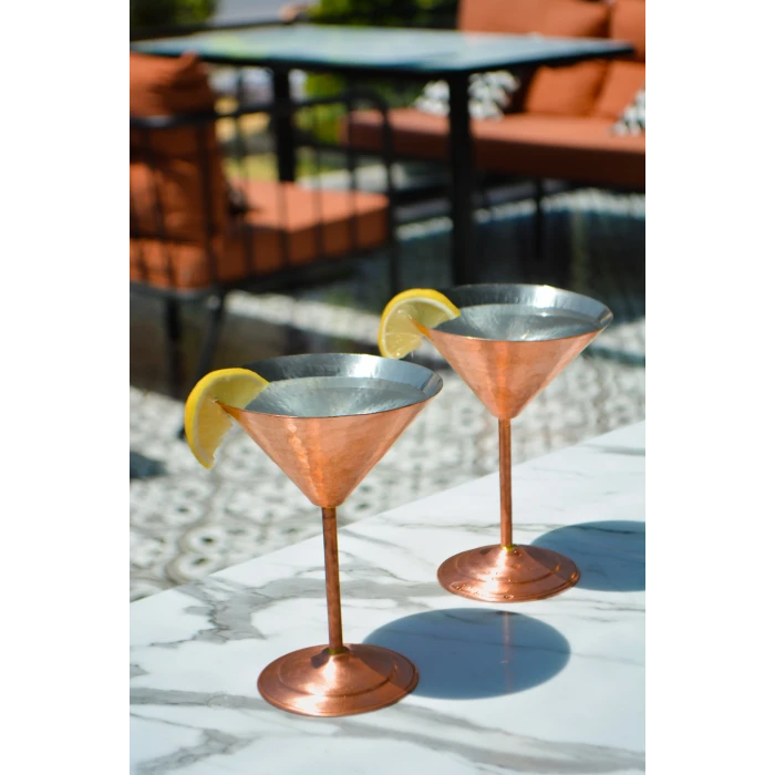 Bakır Kadeh Martini Çekiç Dövme Model Mat Bakır Renk