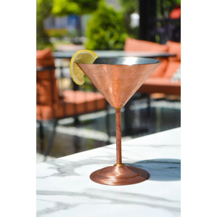 Bakır Kadeh Martini Çekiç Dövme Model Mat Bakır Renk