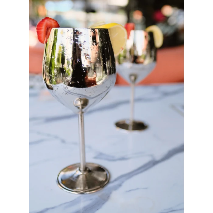 Bakır Kadeh Modern Model Gümüş Renk 2li