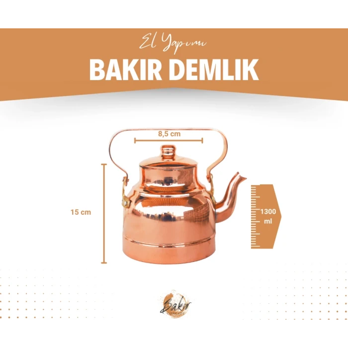 BAKIR DEMLİK MODERN MODEL BAKIR RENK