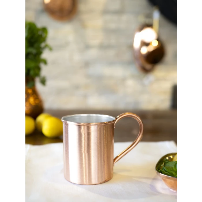 Bakır Kupa Bardak Düz Model Mat Bakır Renk 500 ml 2li