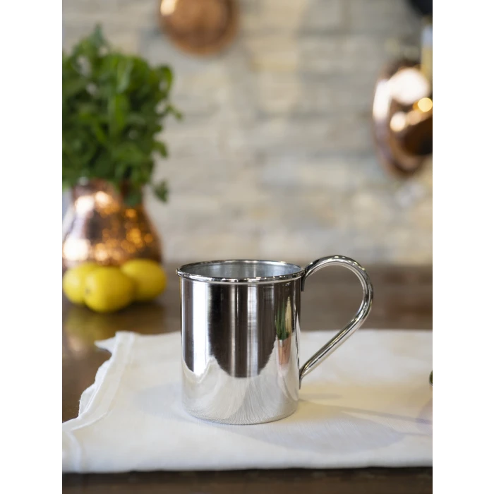 Bakır Kupa Bardak Düz Model Gümüş Renk 500 ml 2li