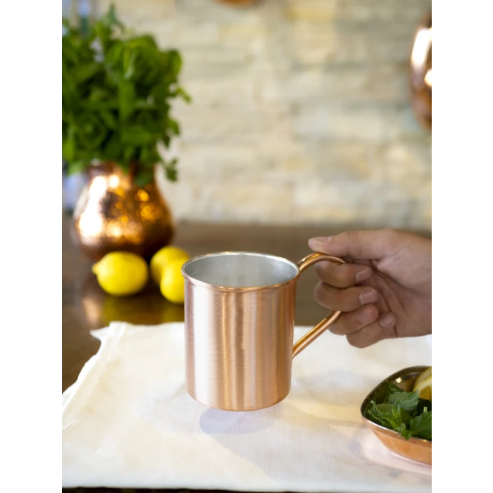 Bakır Kupa Bardak Düz Model Mat Bakır Renk 500 ml
