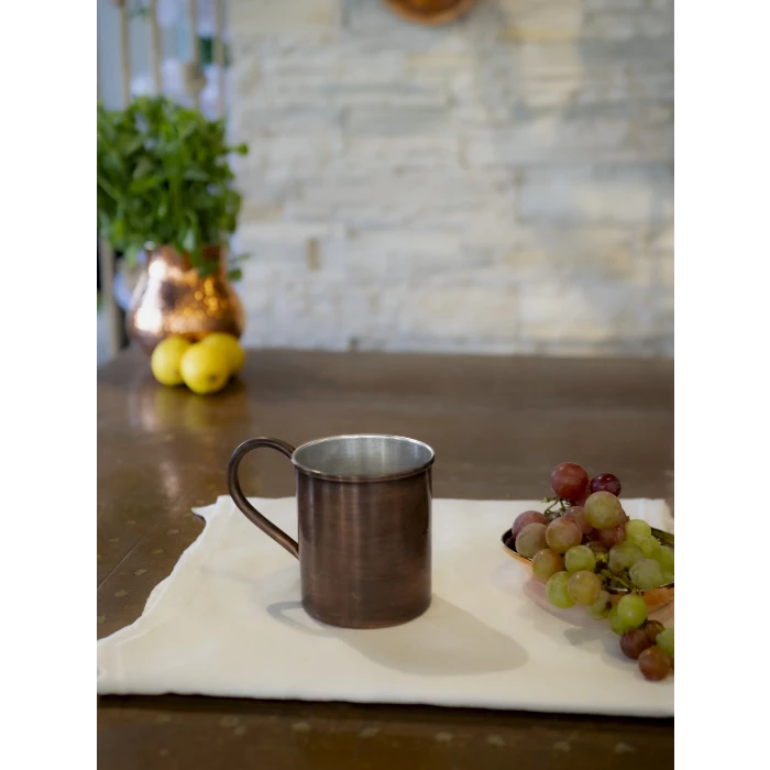 Bakır Kupa Bardak Düz Model Oksit Renk 500 ml