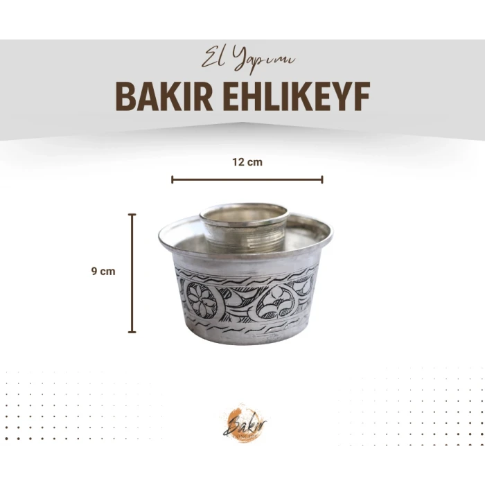 BAKIR EHLİKEYF OYMA NAKIŞ İŞLEMELİ GÜMÜŞ RENK 2li (KALAYLI)