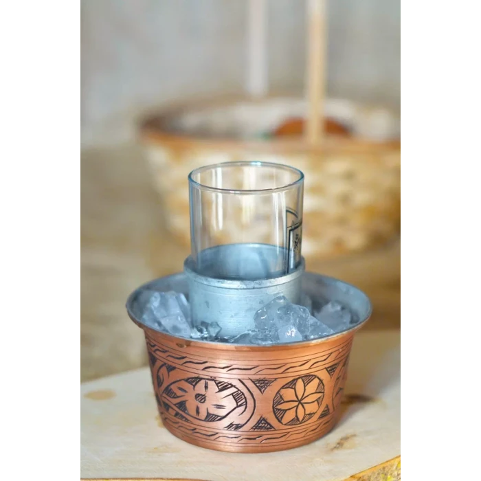 Bakır Ehlikeyf Oyma Nakışlı Mat Bakır Renk (2li)