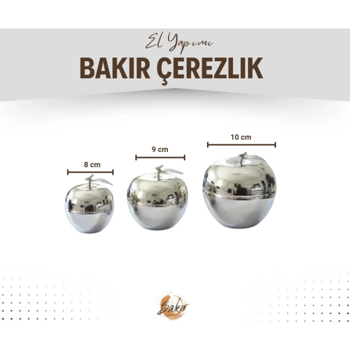 BAKIR ELMA SETİ 3LÜ GÜMÜŞ RENK